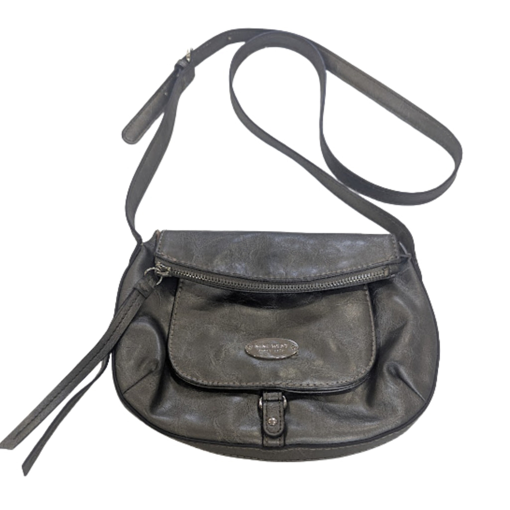 Nine West Metallic Crossbody Bag • Small Shoulder Purse • Soft Pewter Everyday E